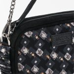 Mini-Tasche aus Leder und Seide mit Blumendruck