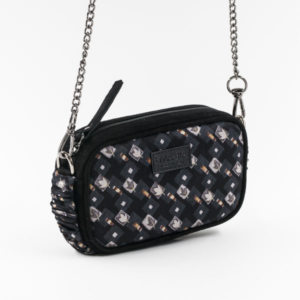 Mini-Tasche aus Leder und Seide mit Blumendruck