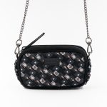 Mini-Tasche aus Leder und Seide mit Blumendruck
