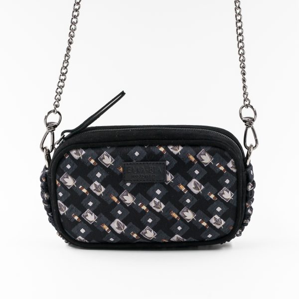 Mini-Tasche aus Leder und Seide mit Blumendruck