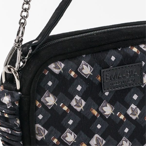 Mini-Tasche aus Leder und Seide mit Blumendruck