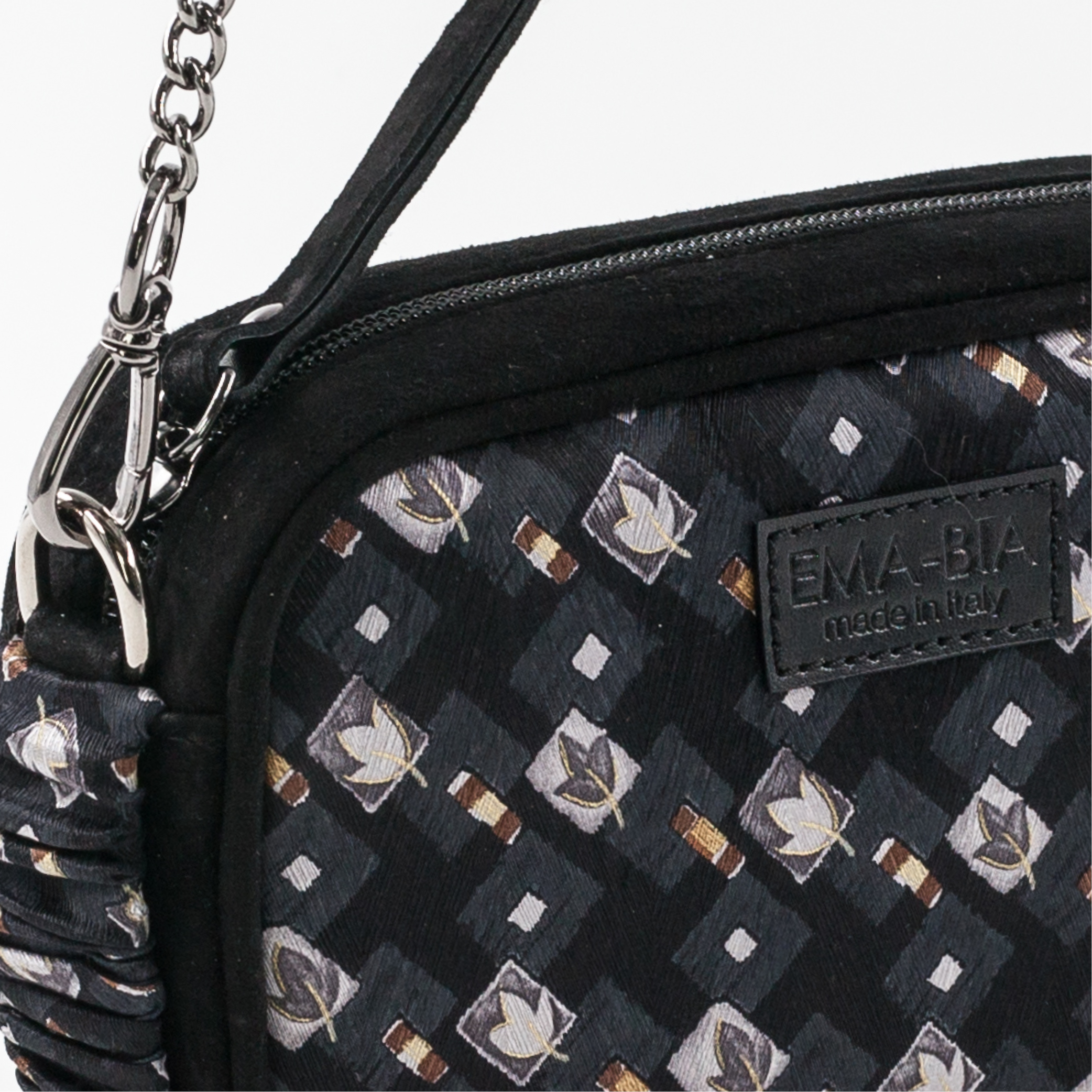 Mini borsa in pelle e seta con stampa floreale