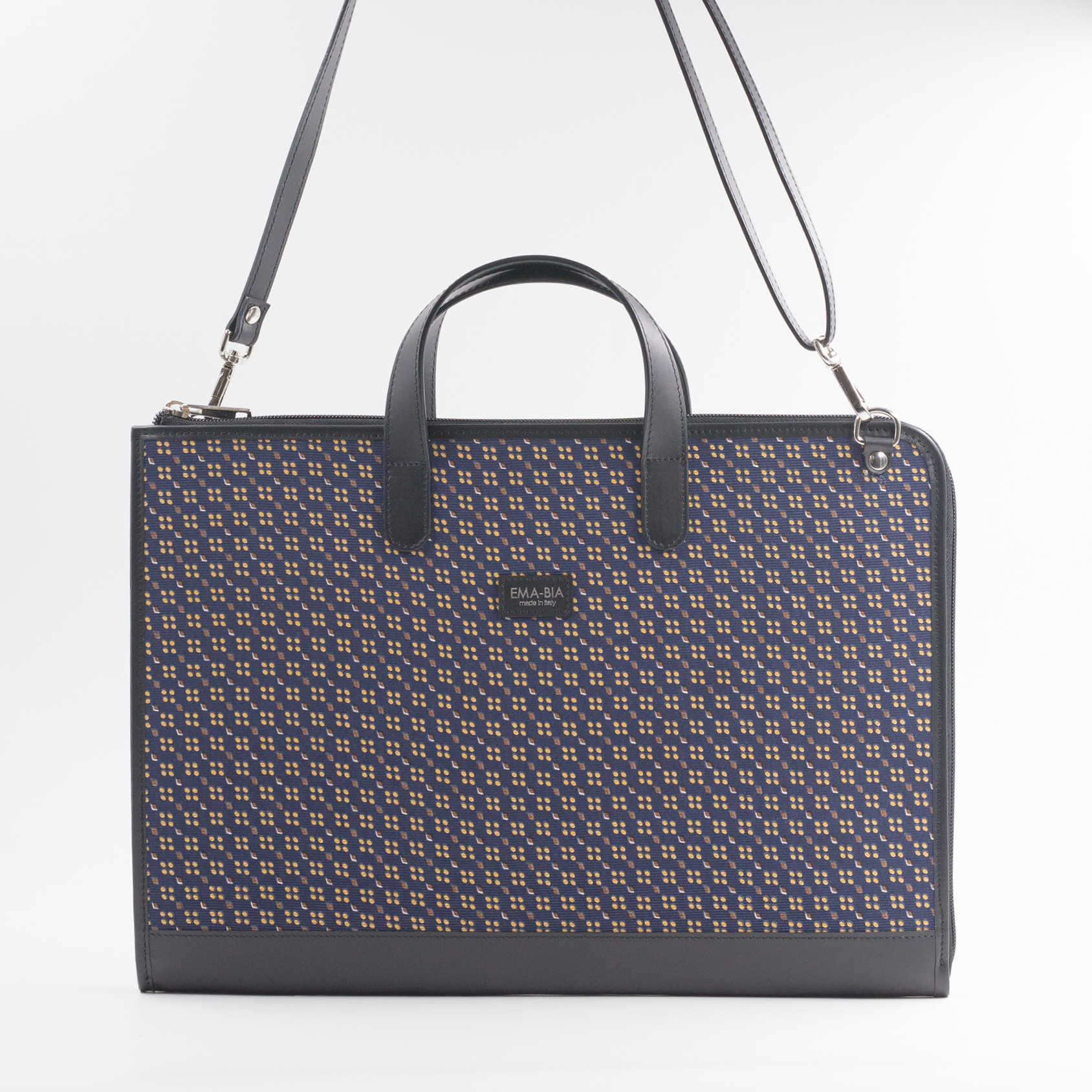 24-Stunden-Tasche aus blauer Seide mit Print 24-Stunden-Tasche aus blauer Seide mit Print