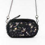 mini borsa a tracolla in pelle e seta con stampa naif