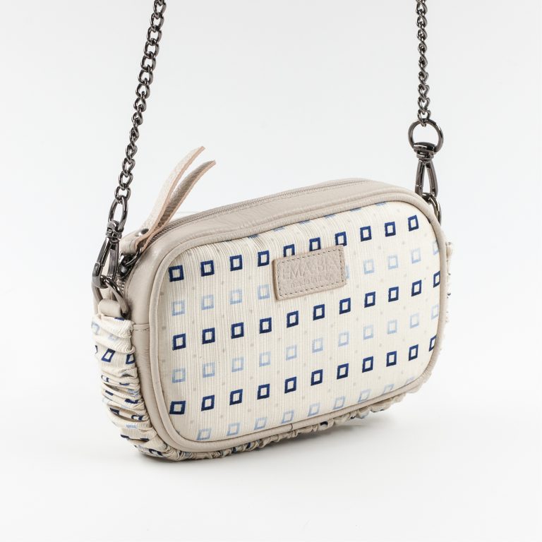 mini borsa a tracolla in pelle beige e seta mini borsa a tracolla in pelle beige e seta