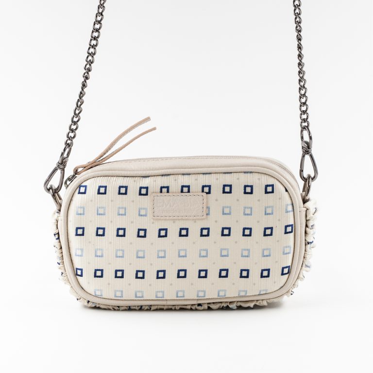 mini borsa a tracolla in pelle beige e seta mini borsa a tracolla in pelle beige e seta