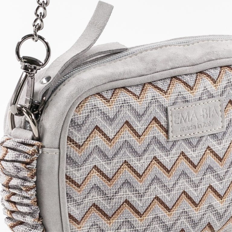 borsa in seta e pelle con catenella grigia borsa in seta e pelle con catenella grigia