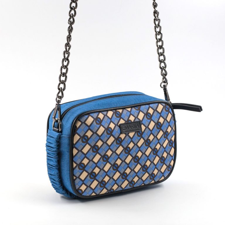 Borsa in jeans e in seta a quadretti Borsa in jeans e in seta a quadretti