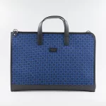 Blue silk briefcase with geometric print