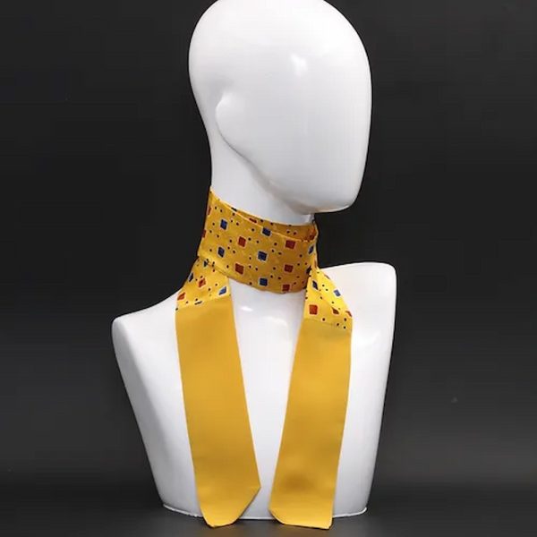 Yellow silk scarf with geometric print
