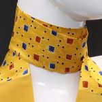 Yellow silk scarf with geometric print