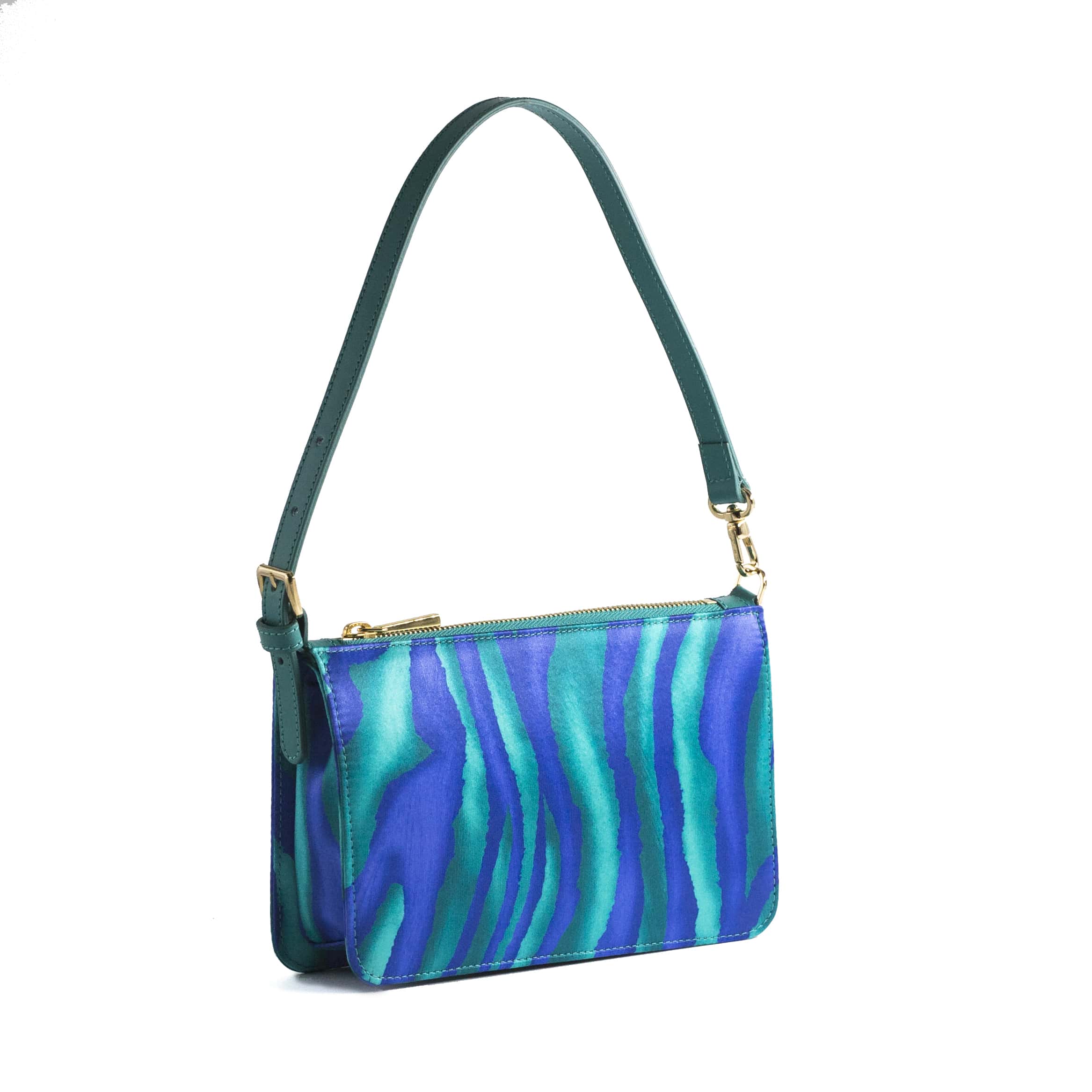 Borsa in seta e pelle smeraldo