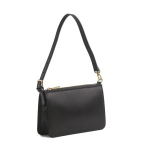 borsa in seta e pelle nera