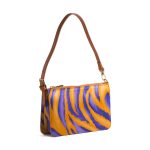 Tasche aus Seide und Leder in Lila und Orange