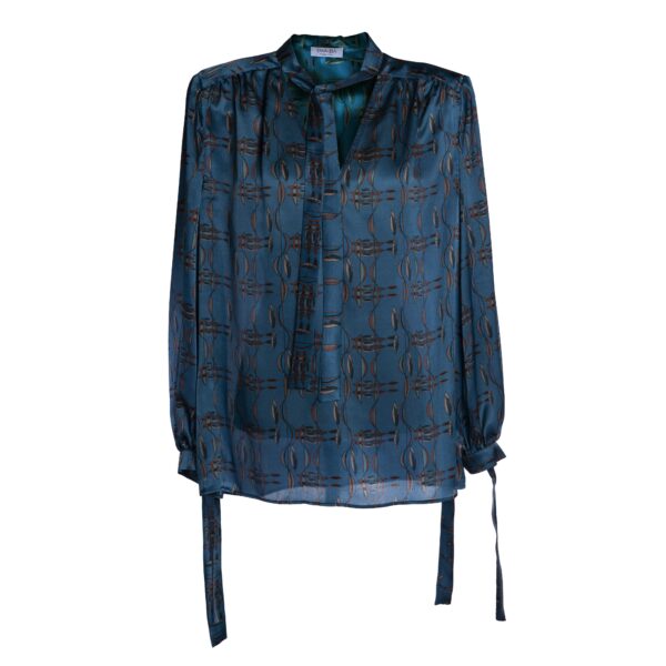 Seidenhemd mit blauem Muster - Silky Shirt Natura Jasmine