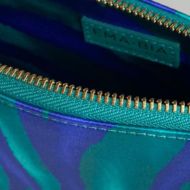 Borsa in seta e pelle smeraldo