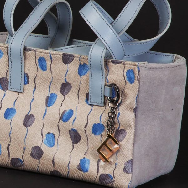bag a shoulder in suede grey and foulard silk