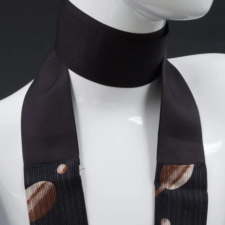 black-silk-scarf-with-brown-print black-silk-scarf-with-brown-print