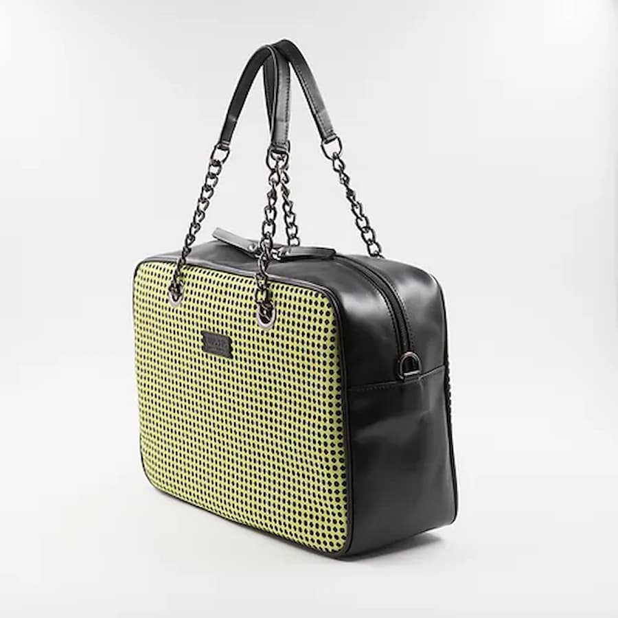 Schwarze und grüne Seide Handtasche mit Print Kollektion 2023