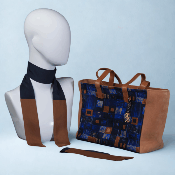 Brown suede and silk day bag - Silky kit 30