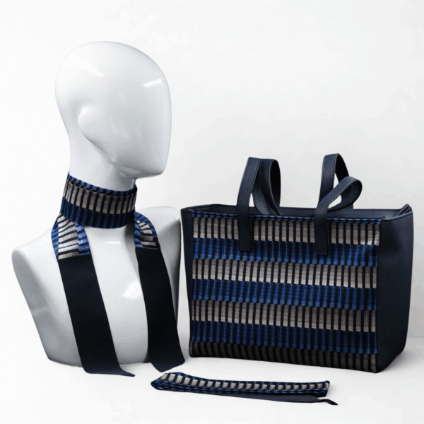 Blue day bag with geometric print - Silky kit 30
