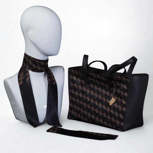 Black leather and silk day bag - Silky kit 30