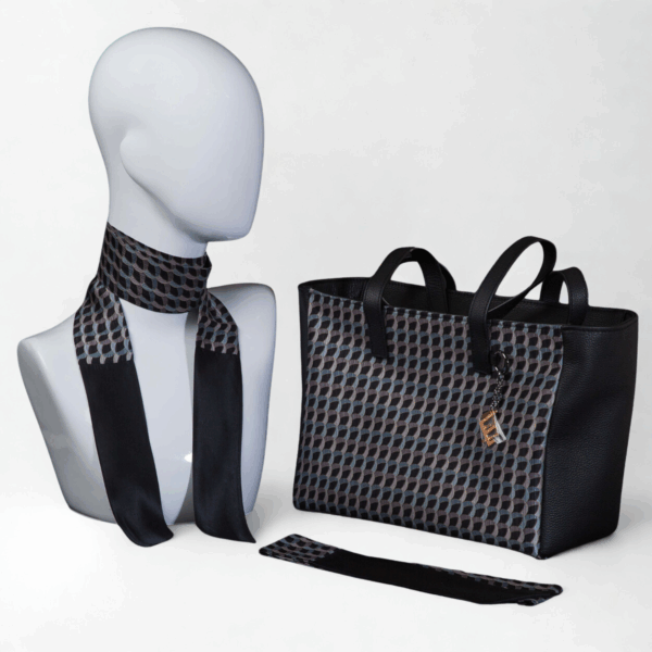 Black lamé and silk women's day bag - Silky kit 30