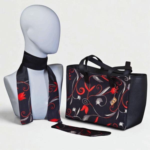 Black bag with red floral pattern - Silky kit 30