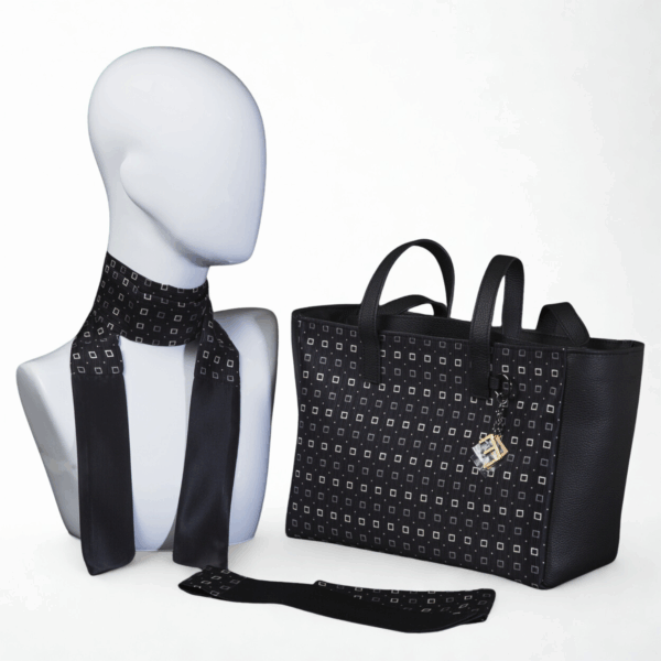 Black leather and silk day bag - Silky kit 30