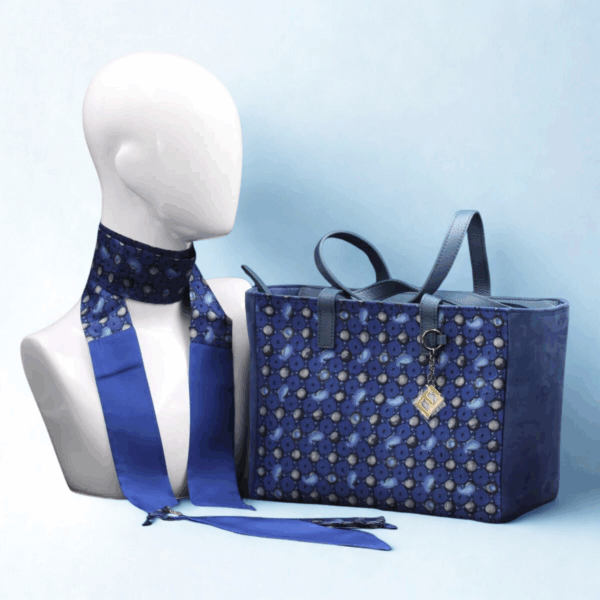 Blue suede and silk bag - Silky kit 30