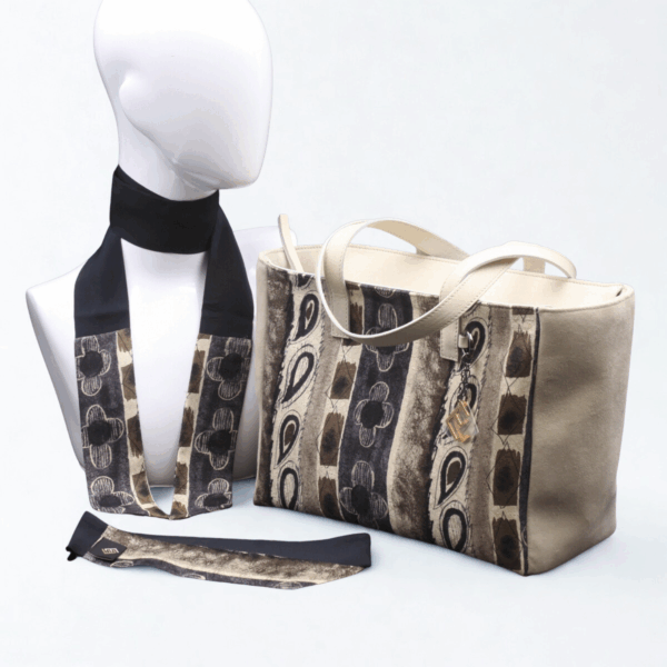 Beige and blue suede day bag - Silky kit 30