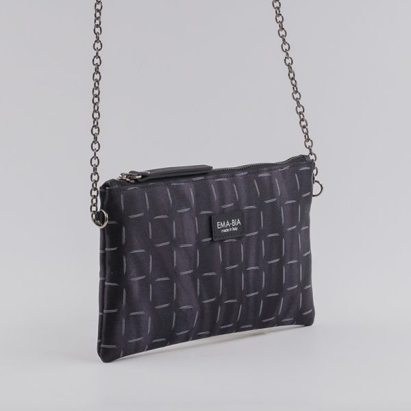 Tasche mit Kette aus Seide mit geometrischem Print