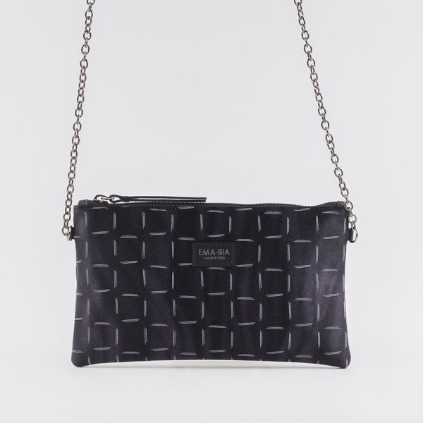 Tasche mit Kette aus Seide mit geometrischem Print