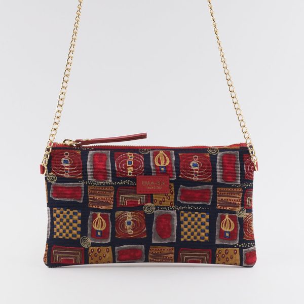 Bag with red ton-sur-ton patterned print