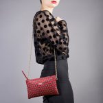 Bag with red ton-sur-ton geometric print