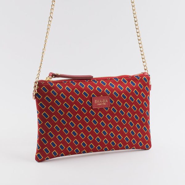 Bag with red ton-sur-ton geometric print