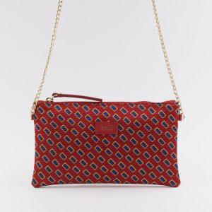 Bag with red ton-sur-ton geometric print