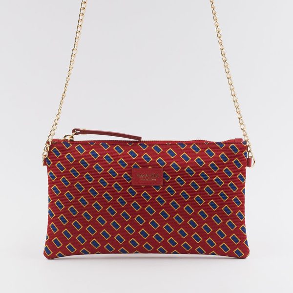 Bag with red ton-sur-ton geometric print