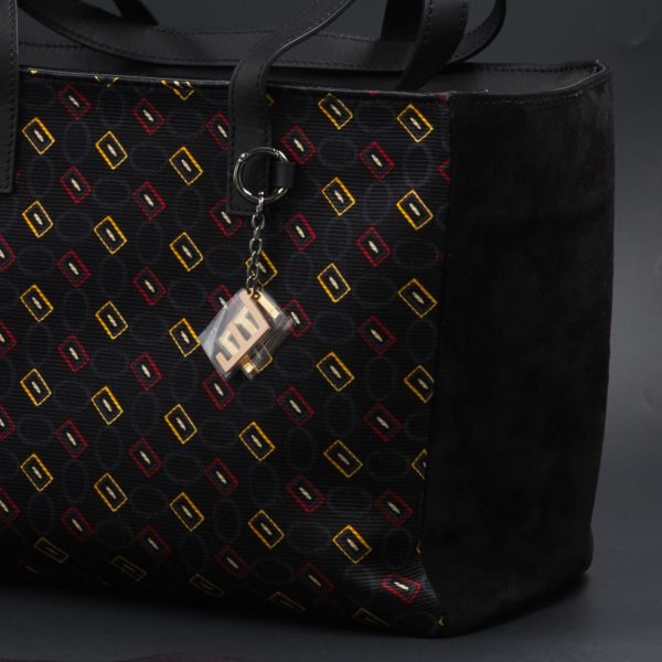 Black suede and silk day bag
