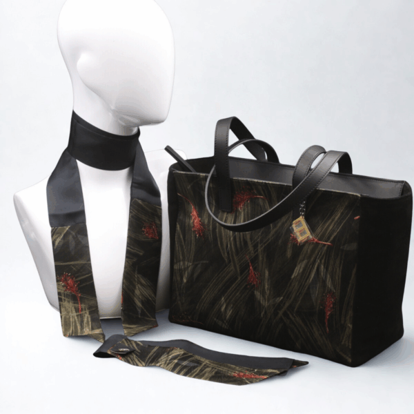 Black suede and silk day bag - Silky kit 30