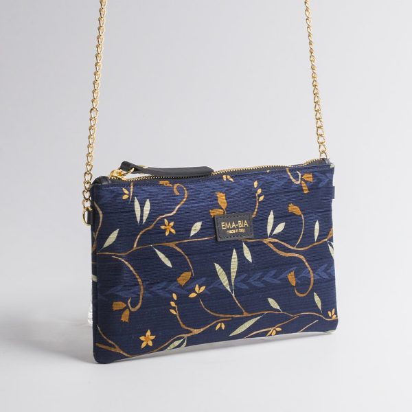 Borsa in seta con stampa floreale e catenella