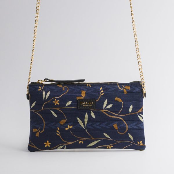 Borsa in seta con stampa floreale e catenella