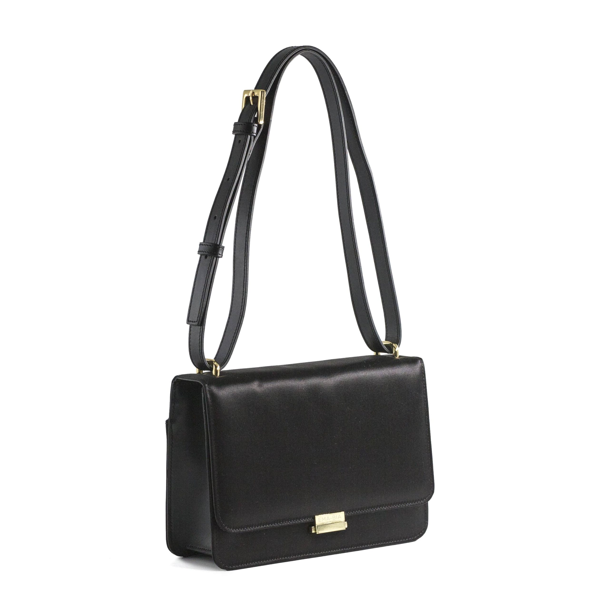 Bag in silk and black extendable leather Silky Star Solid Colour