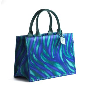 Silk and blue zebra skin bag - Silky Sun Universe