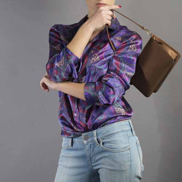 bag in silk and brown leather