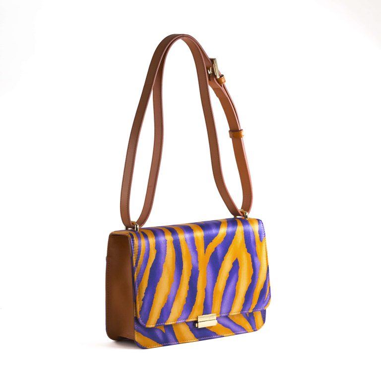 Seidentasche mit orangefarbenem und violettem Fantasiemuster Silky-Star