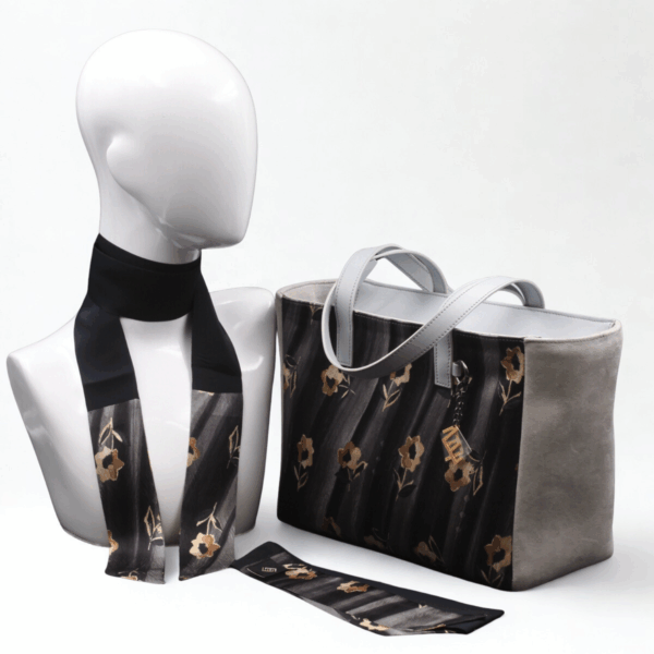 Grey and black floral print bag - Silky kit 30