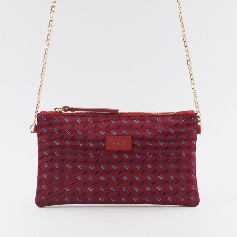 Handtasche-mit-Kette-e-print-geometrisch-ton-sur-ton-rot Handtasche mit Kette und Ton-sur-Ton-Print in Rot