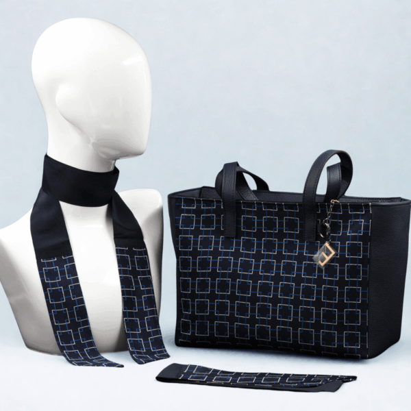 Black day bag with geometric print - Silky kit 30