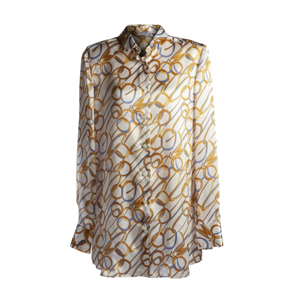 camicia in seta aurora oro